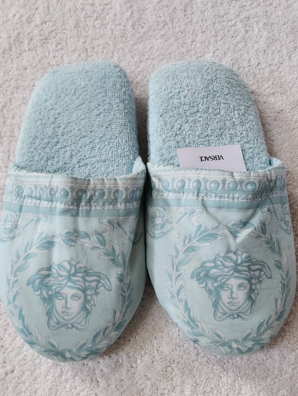 Versace Women's Baroque Medusa Head Motif  Plush Slippers Size M (6) New